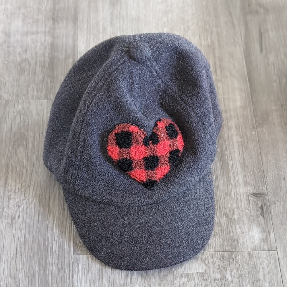 Toddler Gray and Red Heart Cap
